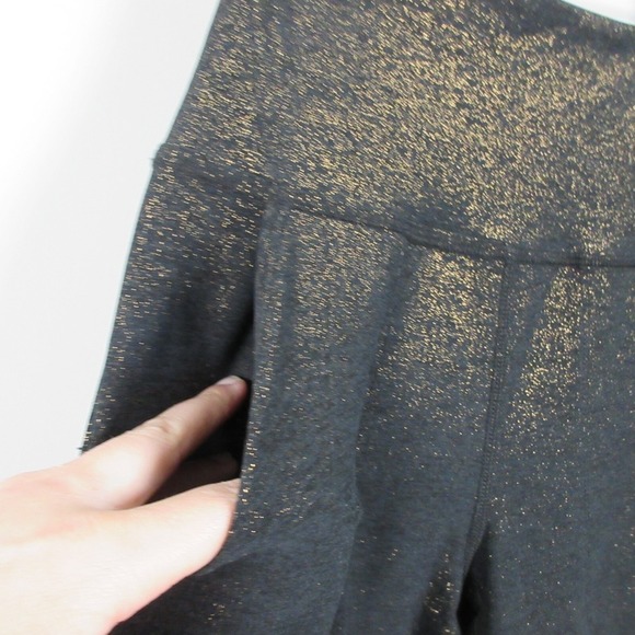 Beyond Yoga SoftShine All Day Flare Pants Women XS Black Gold Party Chic 316 - Picture 10 of 12